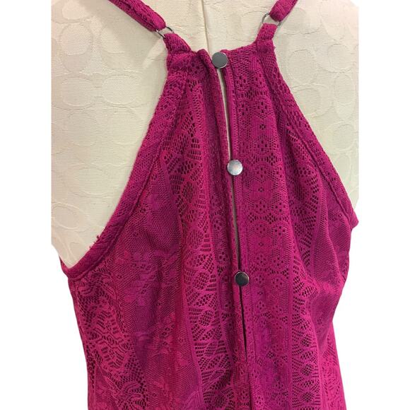 Large Xhilaration Womens Raspberry Stretch Lace Lined Shift Dress Sleeveless - Picture 6 of 10
